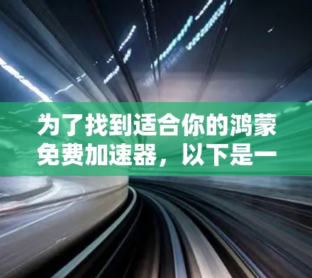 为了找到适合你的鸿蒙免费加速器，以下是一些步骤性的建议