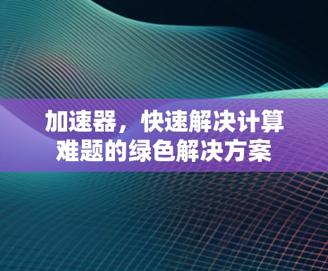 加速器,快速解决计算难题的绿色解决方案 加速器,快速解决计算难题的绿色解决方案