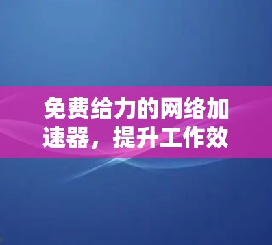 免费给力的网络加速器,提升工作效率的可靠选择